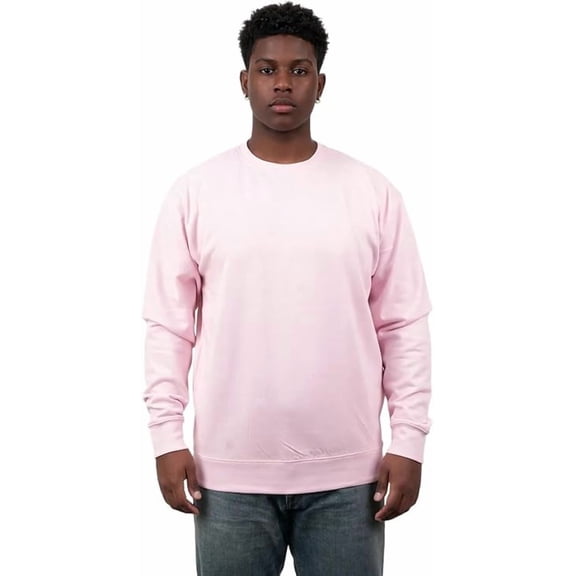 Milltex Unisex Crewneck Sweatshirt, Casual Fleece Cotton Blend Pullover, Regular Fit Long Sleeve Sweatshirt for Men & Women, Everyday Wear - LightPink