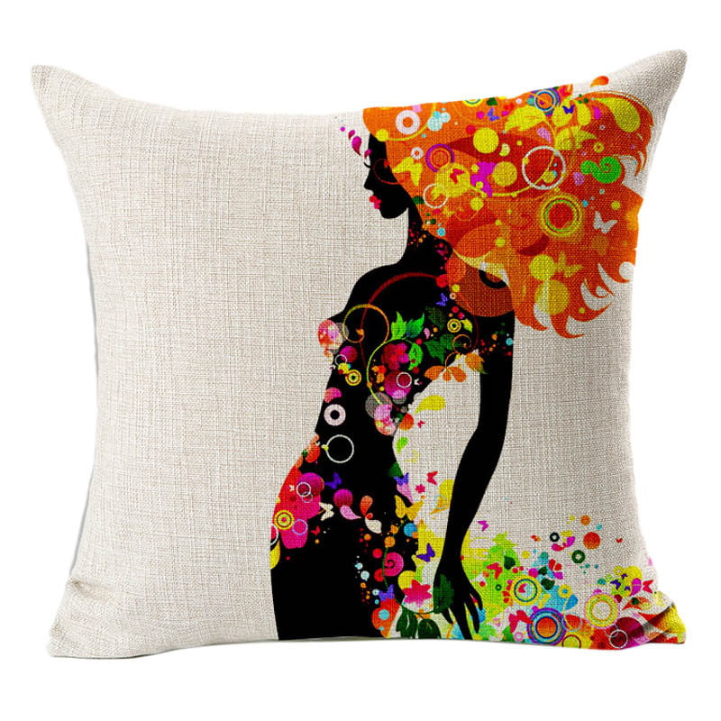 18" Pastoral Flower Pillow Case Sofa Throw Cushion Cover Cotton Linen Home Decor 