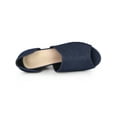 thumbnail image 4 of BLISSFUL STEP Denim Open Toe Chunky Heel Slide Sandals, 4 of 6