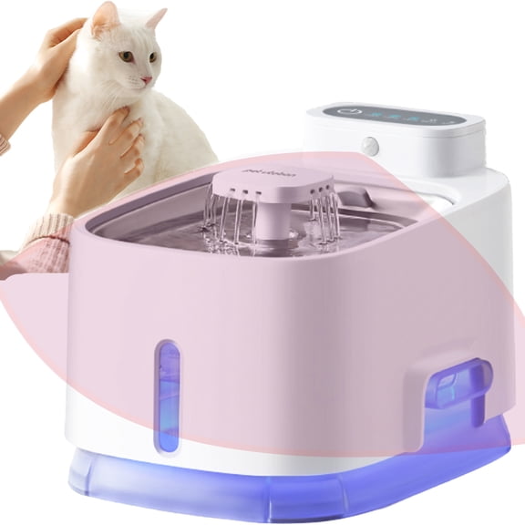 Cat Water Fountain Battery Operated, Wireless Sensor Pet Fountain, 2.5L/84oz Automatic Dog Water Dispenser, for Drinking with Quiet Pump Inside Stainless Steel Tray Easy Clean BPA-Free