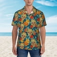 thumbnail image 4 of Lsque Skull And Flowers pattern Hawaiian Shirt for Men, Unisex Summer Beach Casual Short Sleeve Button Down Shirts-XX-Large, 4 of 9