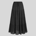 thumbnail image 2 of YDFCWXW Maxi Skirts for Women Tiered Long Skirts Pleated A Line Adjustable Elastic Waist with Drawstring Flowy Long Skirt Black, M, 2 of 3