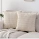 thumbnail image 1 of fundas de cojín decorativas bohemias de 45 x 45 cm para sala de estar, sofá cama, decoración rústica moderna de estilo granja, pana suave color crema cuadrada., 1 of 5