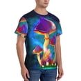 thumbnail image 2 of Bixox Men's Magic Mushrooms ,Fireflies Printed Short Sleeve Skinny Athletic T-Shirt, 2 of 6