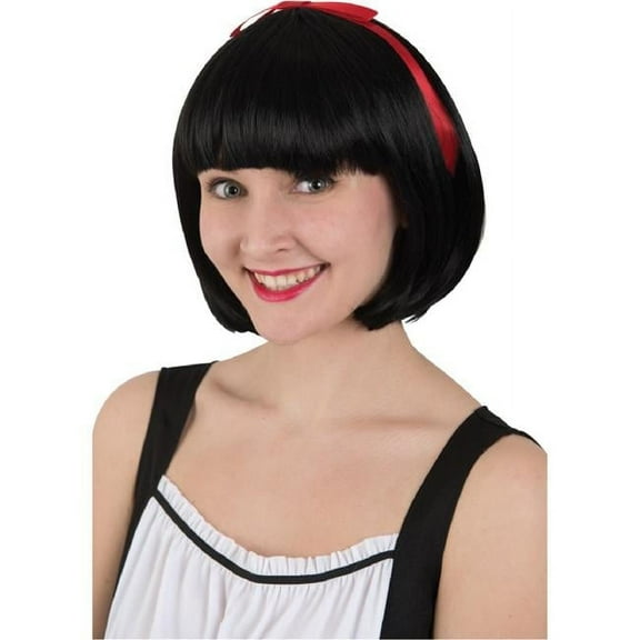 HPO Adult Women's Bob Short Fairy Tail, Black Wigs for Women Halloween & Cosplay, Synthetic Fiber.