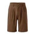 thumbnail image 5 of Mens Cotton Linen Casual Beach Shorts Classic Fit Soft Comfort Breathable Summer Shorts with Buttons Elastic Waist Coffee XL, 5 of 5