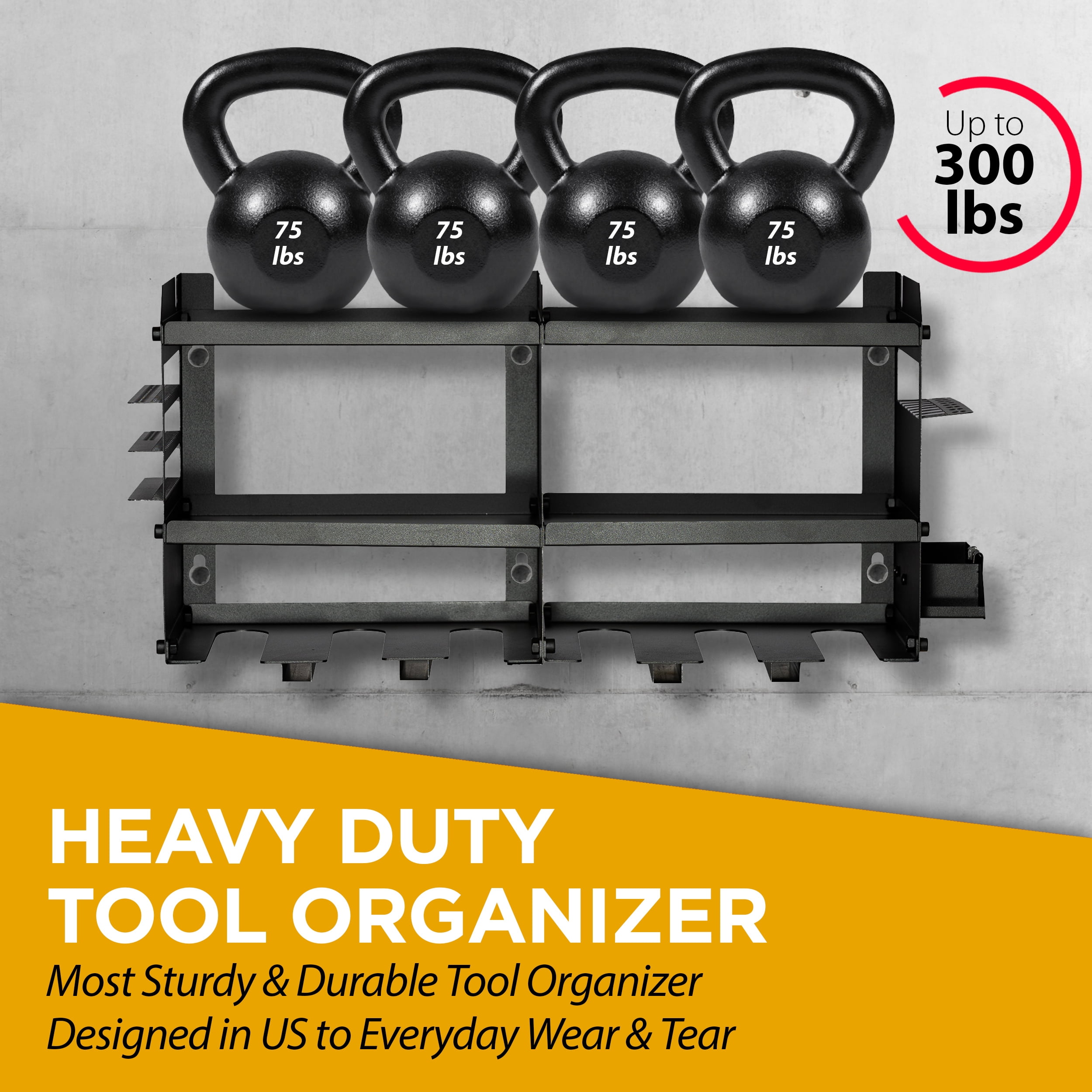 GRG Unlimited Power Tool Organizer - 6 Slot Wall Mount Holder, Heavy-Duty Steel - Black, 6 Pc