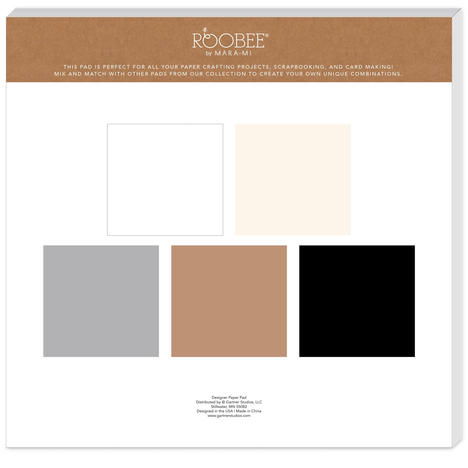 Roobee by Mara-Mi Neutral Multicolor Cardstock, 12" x 12," 200GSM, 30 Count New