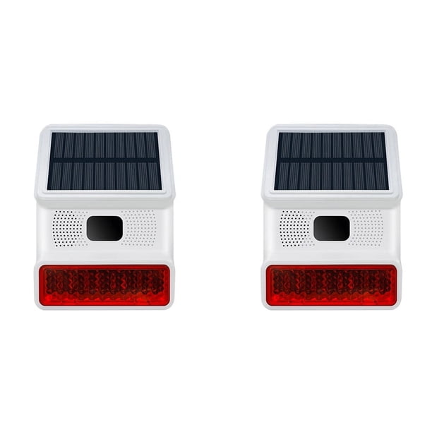 2X Alarma Estroboscópica Solar Inalámbrica, Luz con Sonido, Flash, Sirena de Alarma para Exteriores para de Alarma Wifi GSM de 433MHz para el Hogar y la Granja