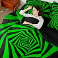 thumbnail image 4 of Erosebridal Green Black Spiral Bedding Sets Queen Size,Ombre 3D Geometry Comforter Sets with Sheets,Modern Abstract Art Bed in a Bag Queen Size,Lightweight Bedroom Decorative Reversible,7 Pieces, 4 of 6