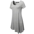 thumbnail image 3 of FashionOutfit Women's Solid Short Sleeves Asymmetrical Swing Tunic Top T-Shirt - Made in USA, 3 of 6