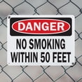 thumbnail image 5 of (2 Pack) No Smoking Within 50 Feet OSHA Danger Sign 10 Inch X 7 Inch Indoor / Outdoor Rust-Free Aluminum Metal Signs for Workplace, Workshop, and Construction Site, Made in the USA, 5 of 8