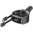 thumbnail image 1 of YJJSKEJI Retractable Car Charger, 69W 4 in 1 Fast Phone Car Charging Adapter, Multi USB C PD and Apple Retractable Cables Cord Compatible with iPhone 16/15/14/13/12/11/Pro Max (USB C + iPhone Cord), 1 of 1