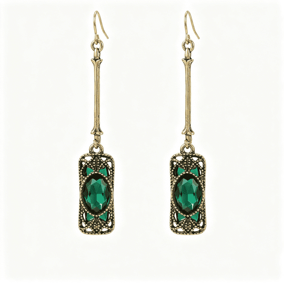 DESIGNICE Vintage Earrings for Women Dark Green Dangle Earrings Antique Gold Victorian Style Jewelry Elegan Earring for Women