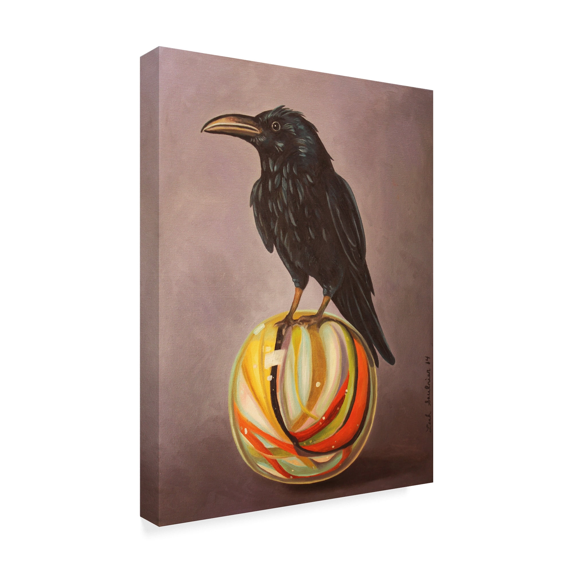 Trademark Fine Art 'Crow On A Marble' Canvas Art by Leah Saulnier