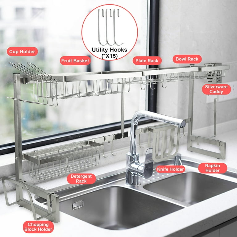 Dish Drying Rack Over Sink Display Stand Drainer Stainless Steel