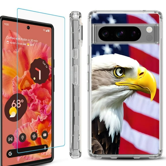 OneToughShield ® Compatible with Google Pixel 8 Pro, Shockproof Phone Case, with Tempered Glass Screen Protector - Eagle