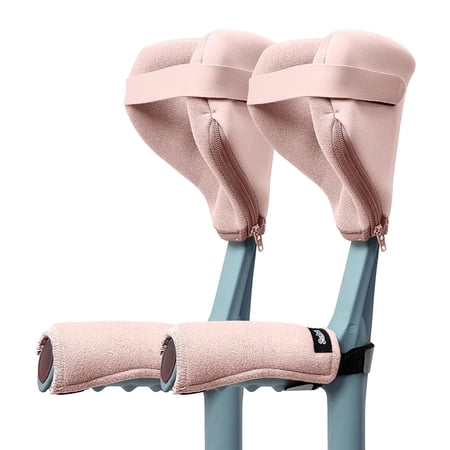 Forearm Crutch Pads (4 Units), Comfortable Elbow & Hand Padding for Open Cuff Crutches, Non-Slip Hand Grip Covers with Adjustable Straps, Breathable & Washable Forearm Crutch Accessories