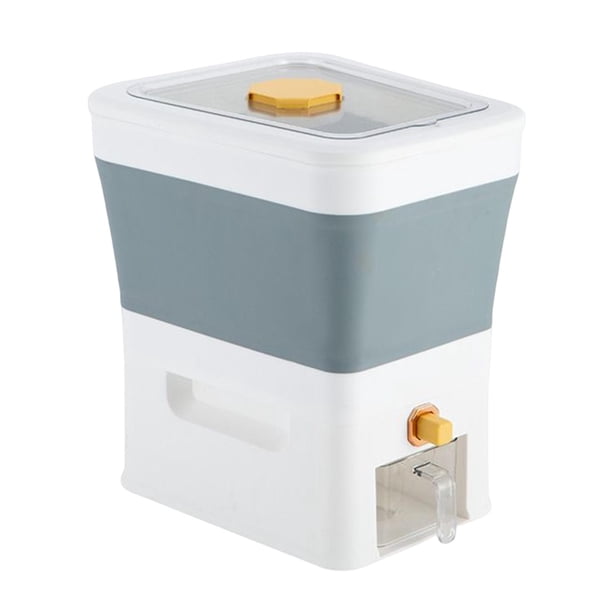 Dispensador automático de cereales para gatos, cubo de comida con tapa hermética de plástico. gris