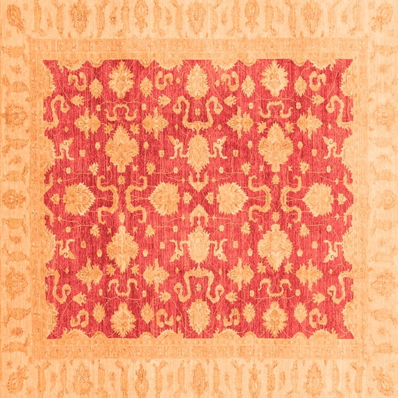 Ahgly Company Indoor Square Oriental Orange Modern Area Rugs, 3' Square