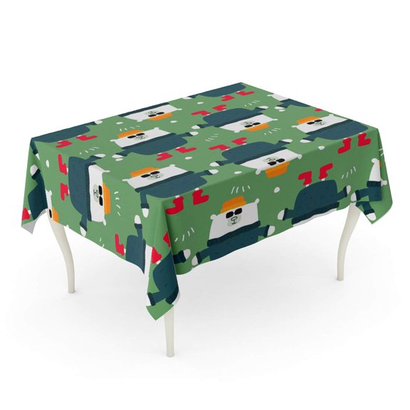 SIDONKU Beautiful Big and Lovable Polar Bear Snow Awesome Lunchbox Tablecloth Table Desk Cover Home Party Decor 60x84 inch