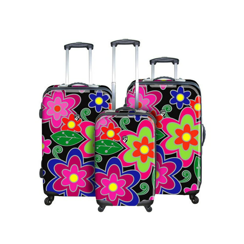 Heys - Heys Art Flowers Floral Tempo 3 Piece Spinner Hard Case Luggage ...