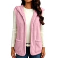 thumbnail image 4 of Womens Fleece Vest Fall Winter Casual Sleeveless Hooded Cardigan Vests with Pockets Solid Color Warm Comfy Outerwear,Sizes S-3XL, 4 of 9