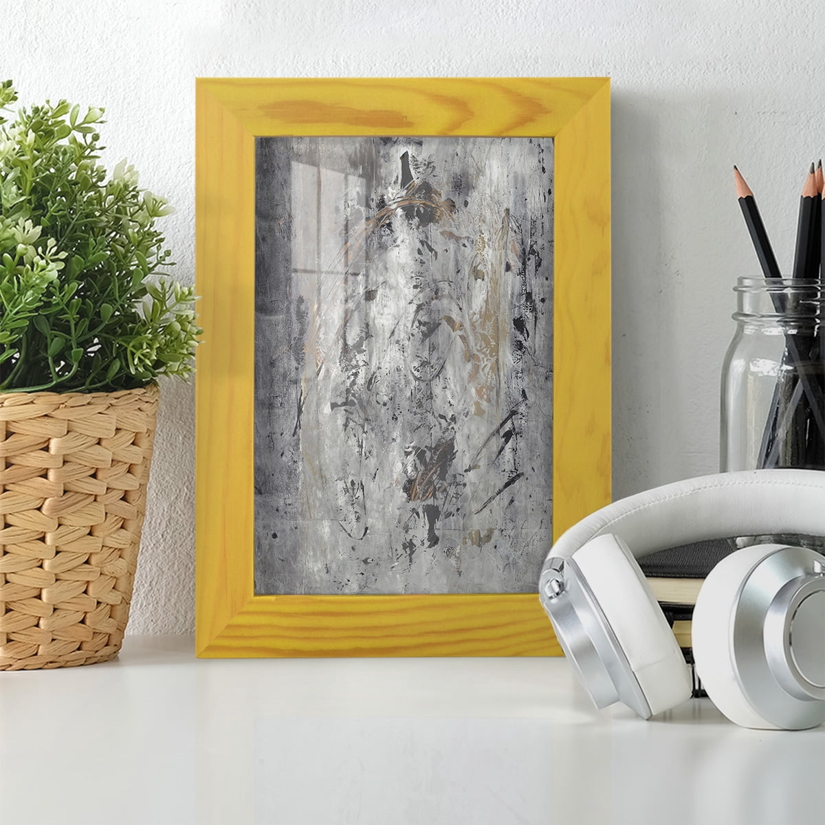 Ancient Marks II - Framed Print w/glass - Sunflower Yellow