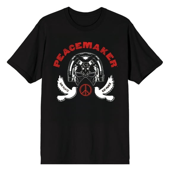 Peacemaker TV Series Eat Peace on Black Adult T-Shirt-Small