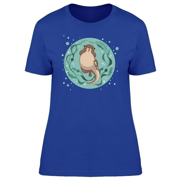 Sea Otter Floating On Water   T-Shirt Women -Image by Shutterstock, Female 3X-Large