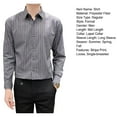thumbnail image 6 of Men Casual Shirt Men's Striped Print Single-breasted Dress Shirt with Turn-down Collar Long Sleeves Business Style Striped Print Shirt, 6 of 6