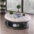 thumbnail image 2 of Furniture of America Joss Rustic Wood Round Tufted Coffee Table in Antique Gray, 2 of 5
