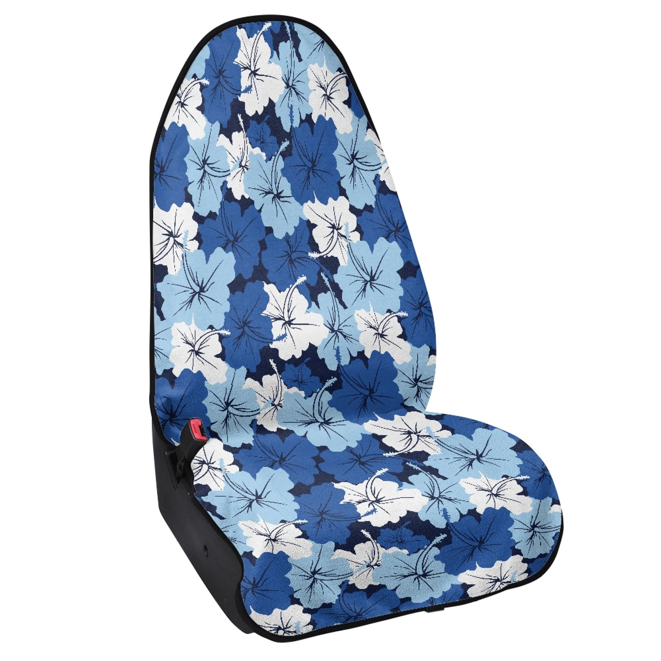 XYZCANDO Blue Hibiscus Floral Car Seat Towel Cover - Waterproof Sweat-Absorbent Protector, Universal Fit for Cars, SUVs & Trucks - Soft, Breathable Auto Accessory