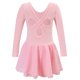 thumbnail image 3 of Vestido de manga larga con cuello redondo para niña, color liso, cuello redondo, mangas largas, falda elástica con volantes, 3 of 4