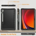 thumbnail image 5 of Fintie Silicone Case for Samsung Galaxy Tab S9 11 Inch 2023 Model (SM-X710/X716B/X718U), [S Pen Holder] Honey Comb Series Kids Friendly Light Weight Shock Proof Protective Cover, Black, 5 of 11