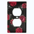 thumbnail image 2 of Metal Light Switch Plate Outlet Cover Dark Red Roses Black Pinstripe Wallpaper ROS042, 2 of 13