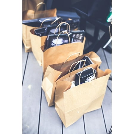 LAMINATED POSTER Bags Paper Pack Blank Shopping Market Brown Gift Poster Print 24 x