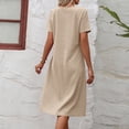 thumbnail image 4 of SMihono Robe d'Été Grande Taille pour Femmes 2023 à Manches Courtes, Couleur Unie, Coupe Ample, Robe T-shirt à Col Rond, 4 of 5