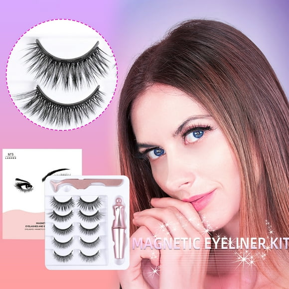EARKITY Magnetic Eyelashes with Magnetic Eyeliner Kit, Reusable 3D Natural False Eyelashes Lashes Extension with 2 Tubes of Eyeliner