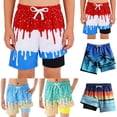 thumbnail image 4 of Boys Swim Trunks with Compression Liner Funny Ice Cream Swim Shorts Quick Dry 2 in 1 Beach Board Shorts with Pockets, 4 of 4
