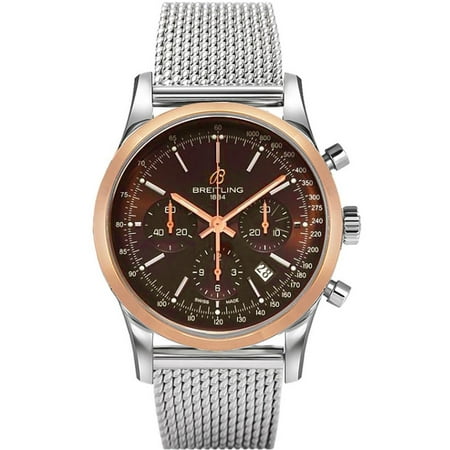 Breitling Water Resistant Bracelet Breitling Men's 43mm Steel Bracelet & Case Automatic Brown Dial Analog Watch UB015212-Q594 ()