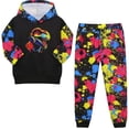 thumbnail image 3 of YMNXA Kids Boys Outfits Long Sleeve Graphic Print Pocket Hoodies And Pants Comfortable Fashion Two Piece Sets For Casual Daily Wear,Hot Pink,3-4 Years, 3 of 3