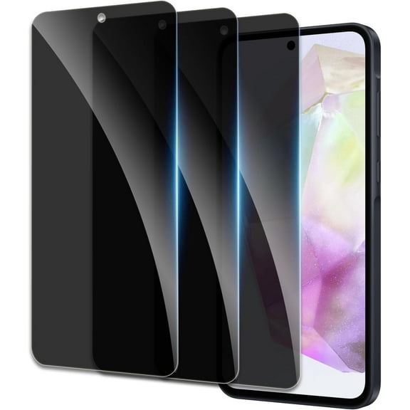 Privacy Screen Protector for Samsung Galaxy A35 5G, Shatterproof Tempered Glass Accessories, Anti Spy Tempered Glass Film, Case Friendly Ultra Resistant 9H Hardness Anti-Glare HD Black -3 Pack