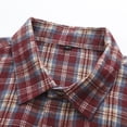 thumbnail image 6 of Men Plaid Flannel Shirt Long Sleeve Button Down Casual Vintage Lapel Overshirt Jacket Loose Fit Layered Top, 6 of 7
