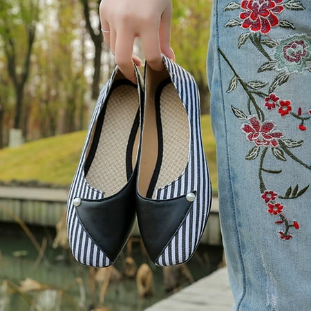 

Aayomet Women Casual Shoes Heels Flat Casual Women s Matching Summer Stripes Fashion And Spring Comfortable Shoes With Color Black 8