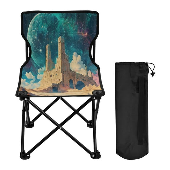 WOBOGO Blue Moon Camping Chair Convenient Four Corner Backrest Folding Stool Can Hold Up to 220lbs