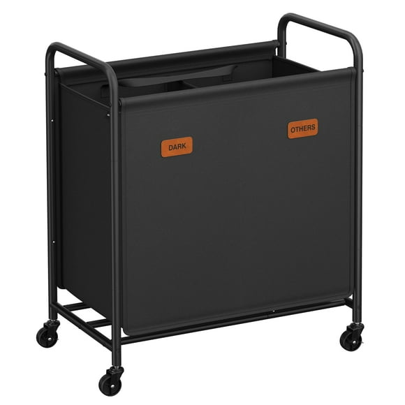 Organizador de Ropa Sucia SONGMICS de 2 Secciones con Ruedas, Capacidad de 140 Litros