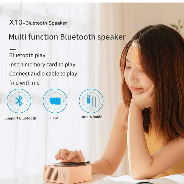 Xihbxyly Almacén de Liquidación Minialtavoz Inalámbrico con Tarjeta Bluetooth con Apariencia de Reproductor de Discos de Vinilo