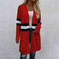 thumbnail image 2 of ZQUUVOU Women's Long Sweater Coat Cardigan Winter Striped Casual Long Sleeve Pocket Cardigan Blouse Tops Red, 2 of 8