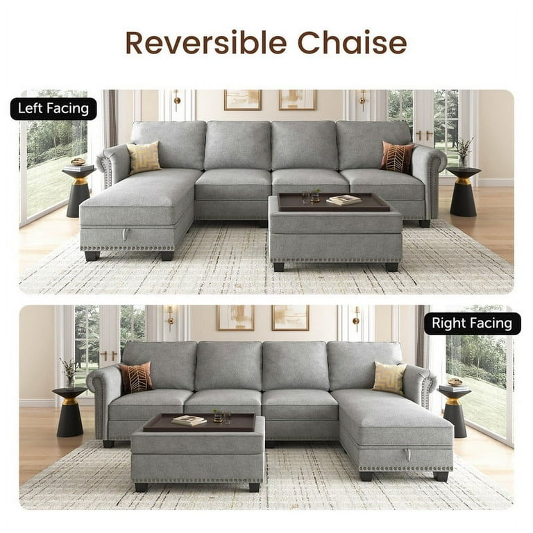 Nolany Convertible Sectional Sofa Sets with Reversible Chaise